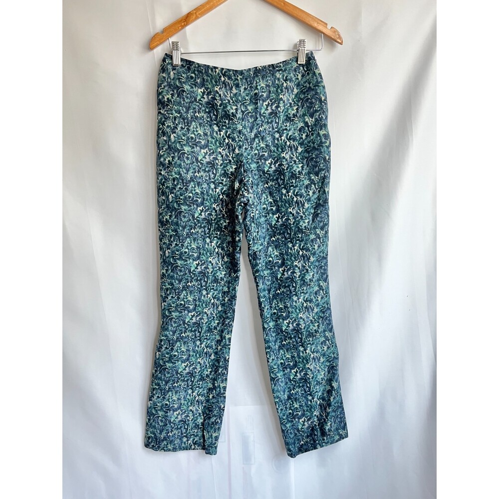 Dana Buchman Women's Sze 4P Linen Silk Floral Pants Straight Leg Paisley Palazzo